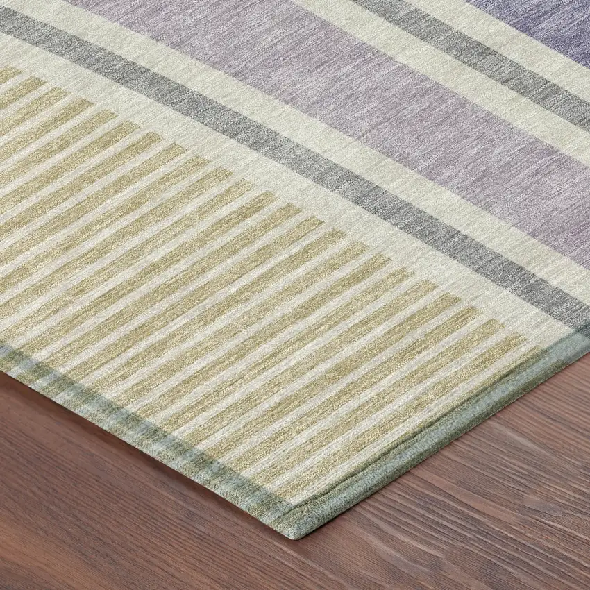 8' Purple And Lavender Round Geometric Washable Indoor Outdoor Area Rug Photo 6