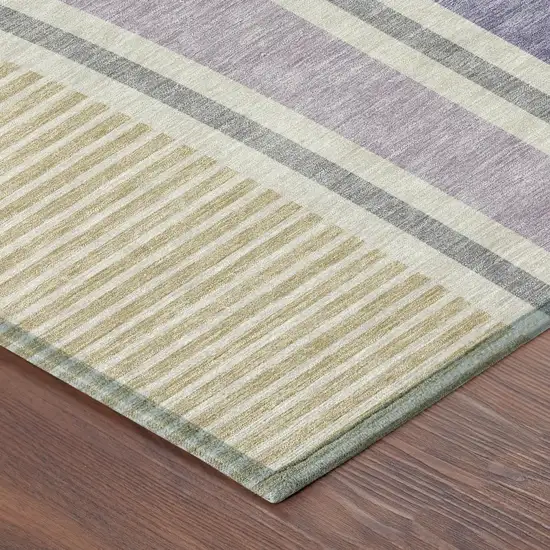 8' Purple And Lavender Round Geometric Washable Indoor Outdoor Area Rug Photo 6