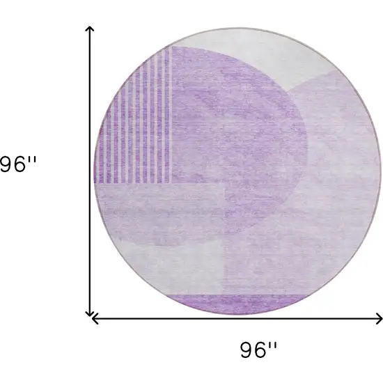 8' Purple And Lavender Round Geometric Washable Indoor Outdoor Area Rug Photo 3