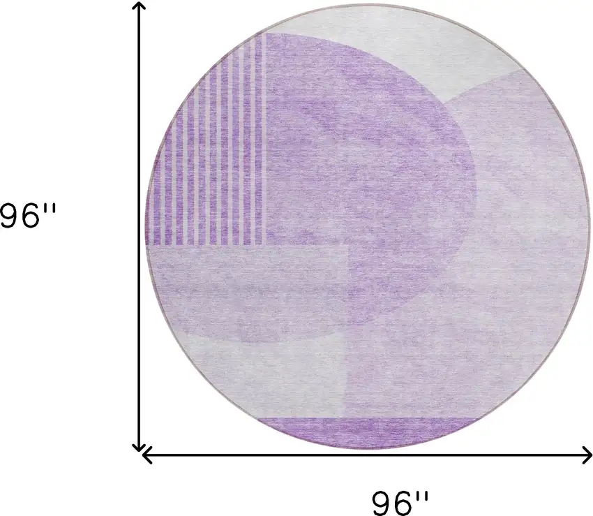 8' Purple And Lavender Round Geometric Washable Indoor Outdoor Area Rug Photo 3