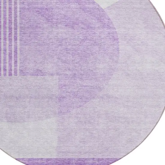 8' Purple And Lavender Round Geometric Washable Indoor Outdoor Area Rug Photo 4