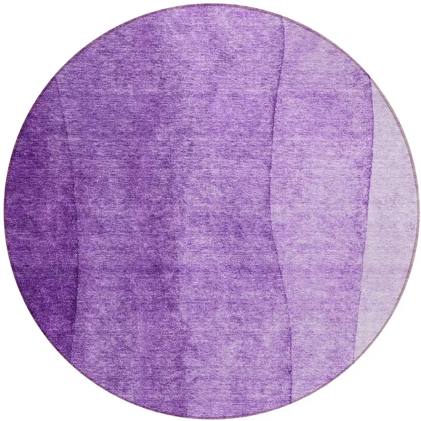 8' Purple And Lavender Round Ombre Washable Indoor Outdoor Area Rug Photo 5