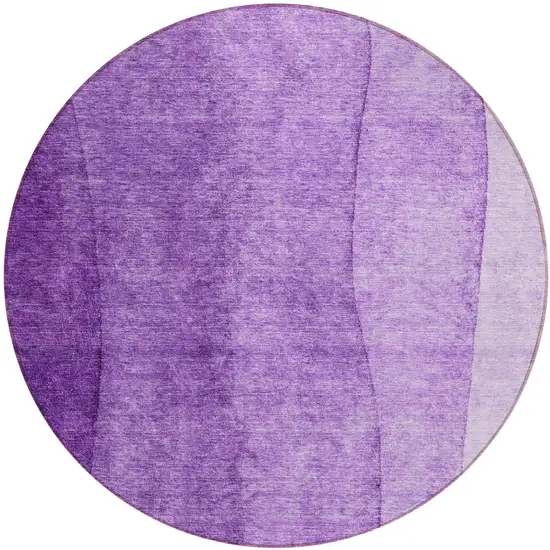 8' Purple And Lavender Round Ombre Washable Indoor Outdoor Area Rug Photo 2