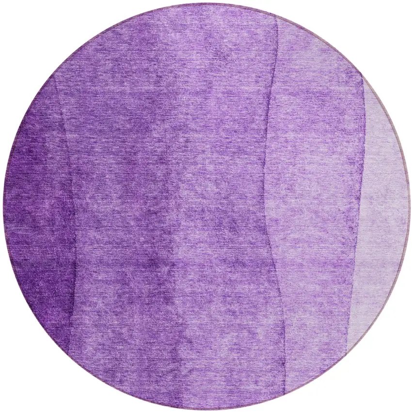 8' Purple And Lavender Round Ombre Washable Indoor Outdoor Area Rug Photo 2