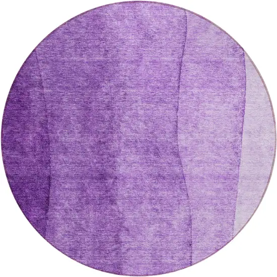 8' Purple And Lavender Round Ombre Washable Indoor Outdoor Area Rug Photo 2
