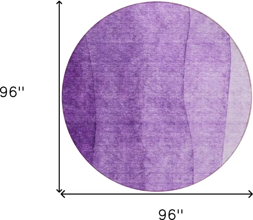 8' Purple And Lavender Round Ombre Washable Indoor Outdoor Area Rug Photo 3