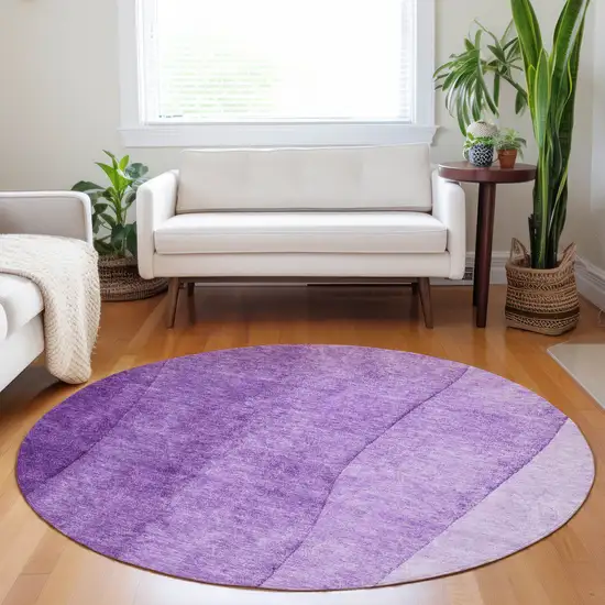 8' Purple And Lavender Round Ombre Washable Indoor Outdoor Area Rug Photo 7