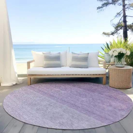8' Purple And Lavender Round Ombre Washable Indoor Outdoor Area Rug Photo 6