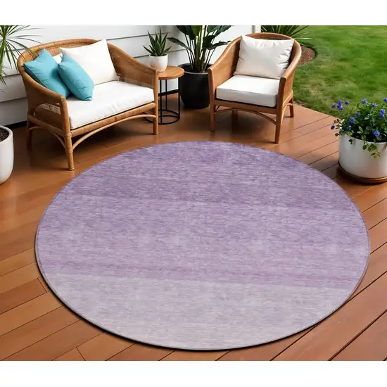 8' Purple And Lavender Round Ombre Washable Indoor Outdoor Area Rug Photo 1