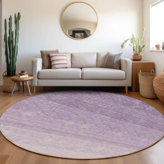 8' Purple And Lavender Round Ombre Washable Indoor Outdoor Area Rug Photo 7