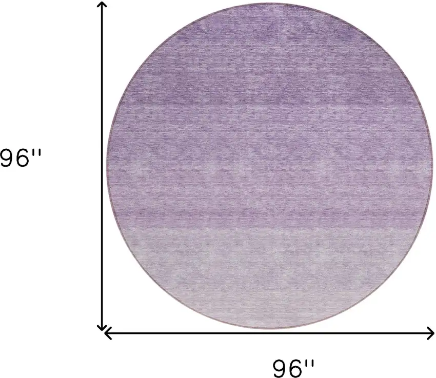 8' Purple And Lavender Round Ombre Washable Indoor Outdoor Area Rug Photo 3