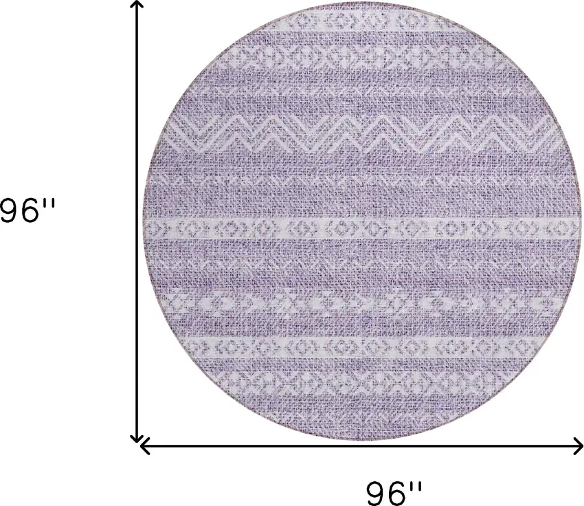 8' Purple And Lavender Round Southwestern Washable Indoor Outdoor Area Rug Photo 3