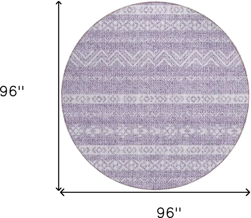 8' Purple And Lavender Round Southwestern Washable Indoor Outdoor Area Rug Photo 3