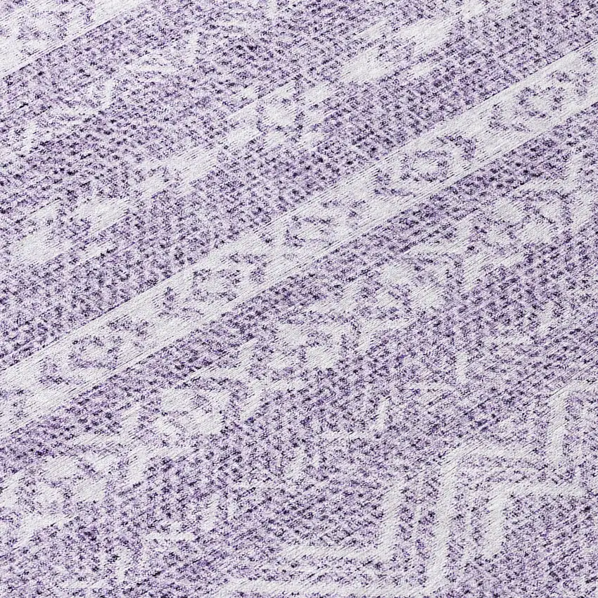 8' Purple And Lavender Round Southwestern Washable Indoor Outdoor Area Rug Photo 8
