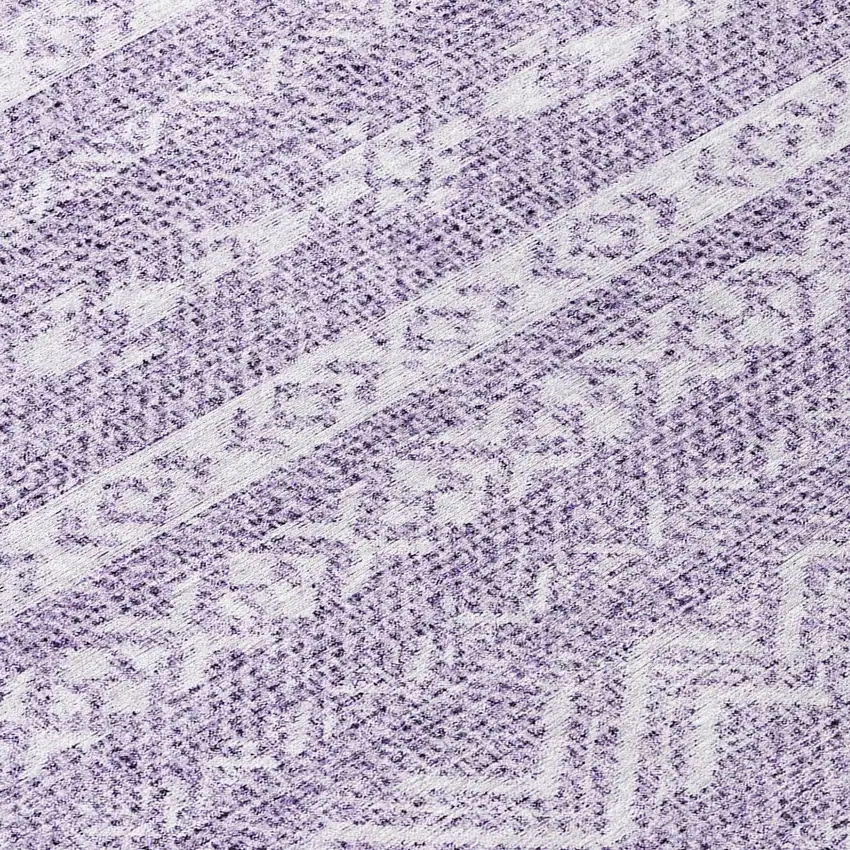 8' Purple And Lavender Round Southwestern Washable Indoor Outdoor Area Rug Photo 8