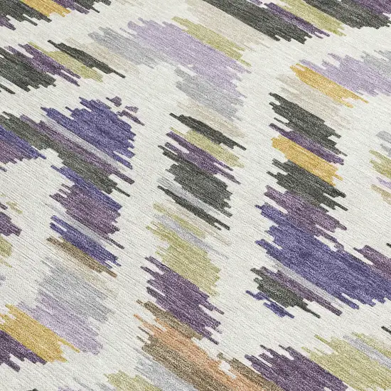 8' Purple And Lavender Round Tribal Washable Indoor Outdoor Area Rug Photo 3