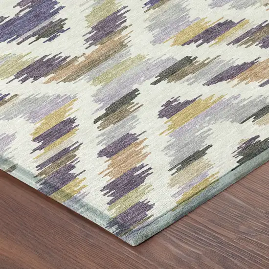 8' Purple And Lavender Round Tribal Washable Indoor Outdoor Area Rug Photo 7