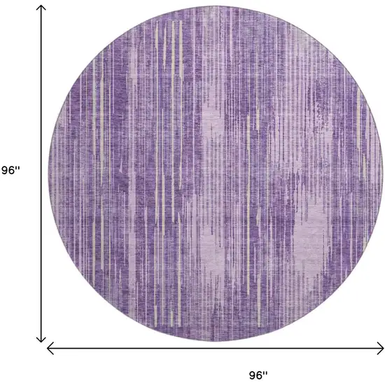 8' Purple And Lavender Striped Washable Round Rug With UV Protection Photo 9