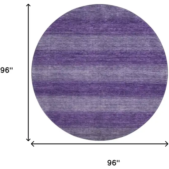 8' Purple And Lavender Striped Washable Round Rug With UV Protection Photo 9