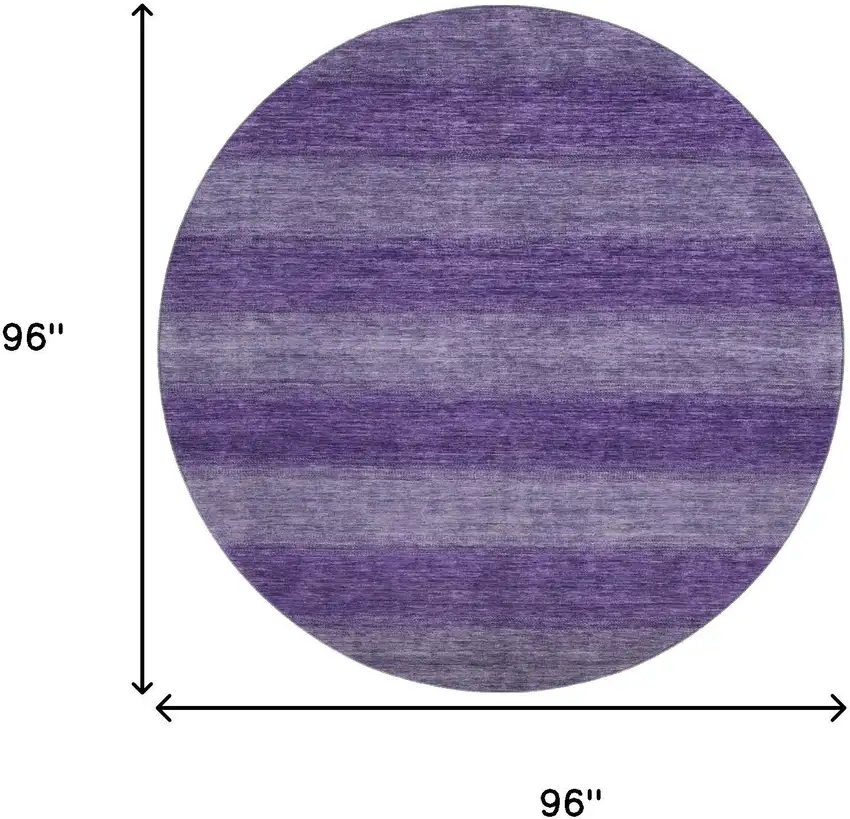 8' Purple And Lavender Striped Washable Round Rug With UV Protection Photo 9