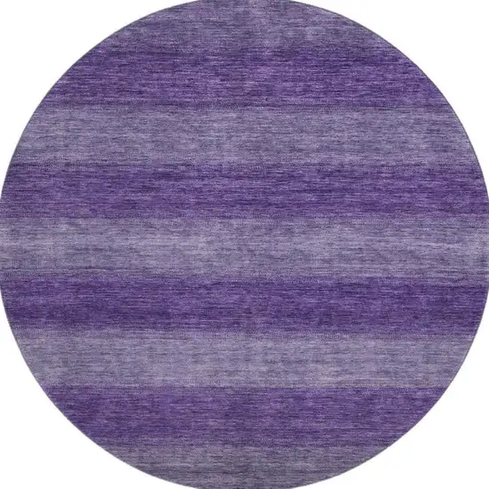 8' Purple And Lavender Striped Washable Round Rug With UV Protection Photo 3