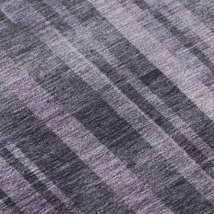 8' Purple And Lilac Striped Washable Round Rug With UV Protection Photo 8