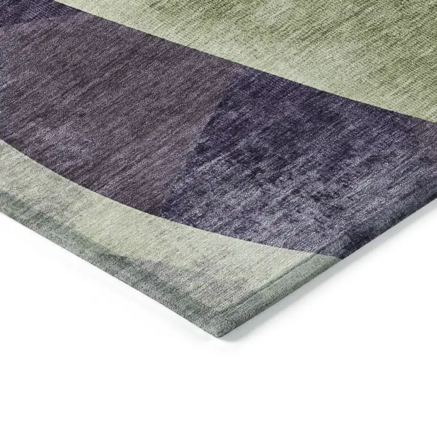8' Purple And Olive Green Round Abstract Washable Indoor Outdoor Area Rug Photo 6
