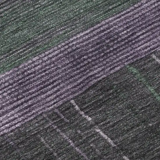 8' Purple And Olive Green Striped Washable Area Rug With UV Protection Photo 9