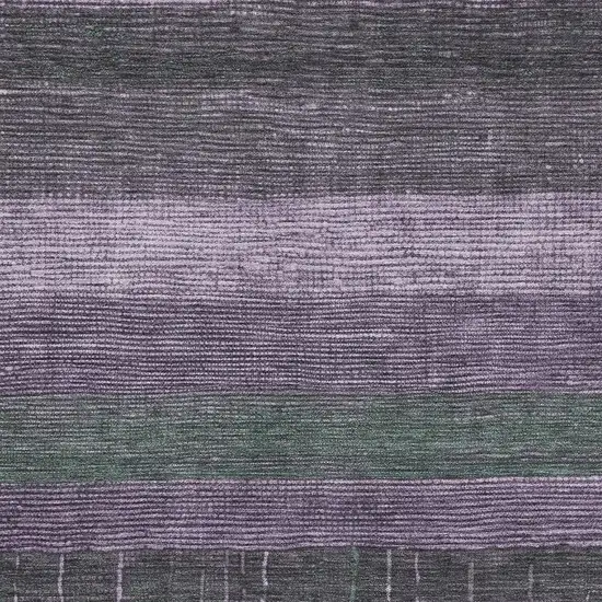 8' Purple And Olive Green Striped Washable Area Rug With UV Protection Photo 2