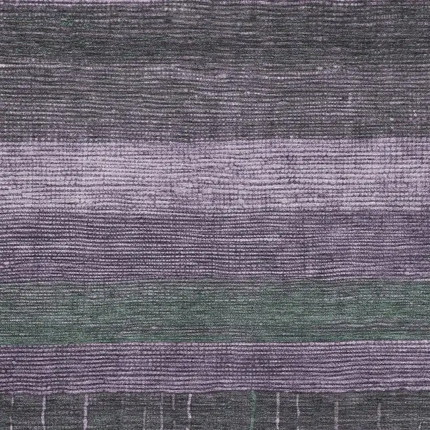 8' Purple And Olive Green Striped Washable Area Rug With UV Protection Photo 2