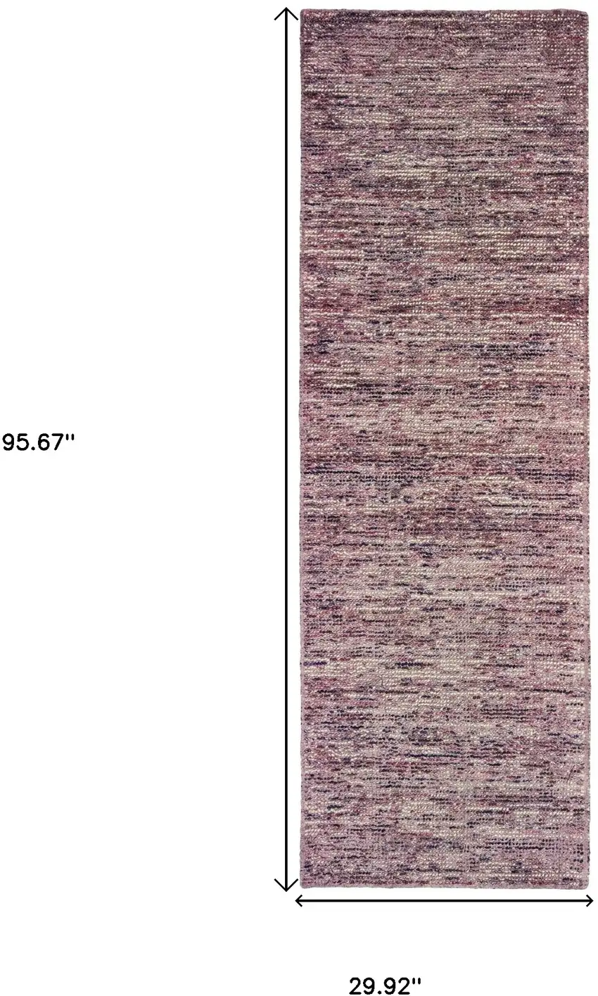 8' Purple And Pink Hand Tufted Runner Rug Photo 3