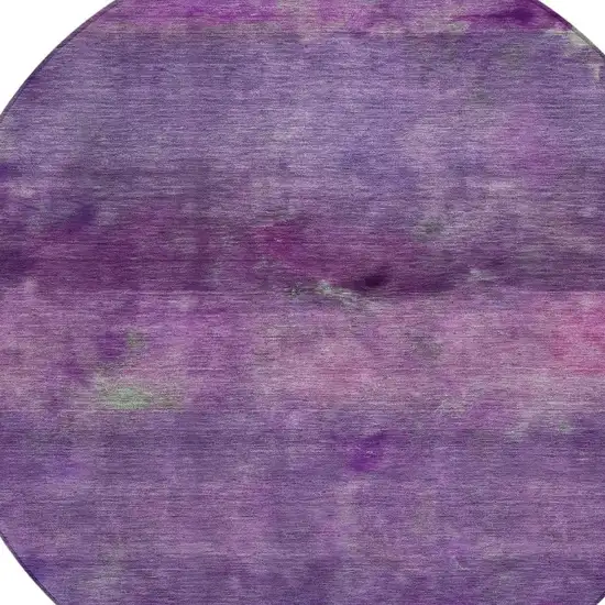 8' Purple And Plum Round Abstract Washable Indoor Outdoor Area Rug Photo 7