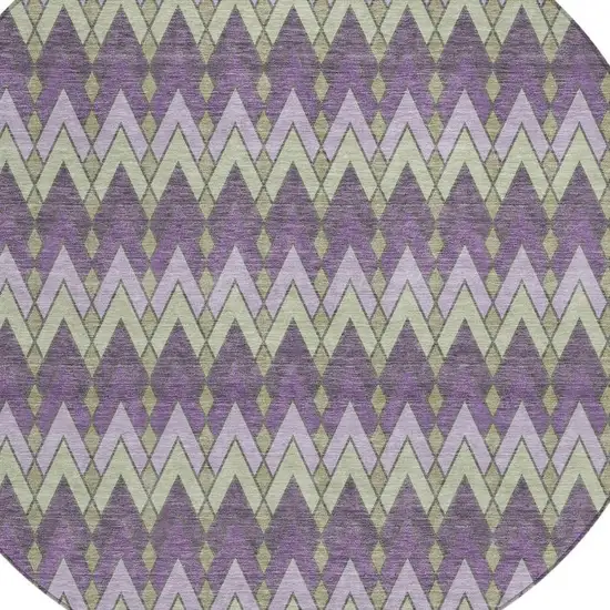 8' Purple And Plum Round Geometric Washable Indoor Outdoor Area Rug Photo 3