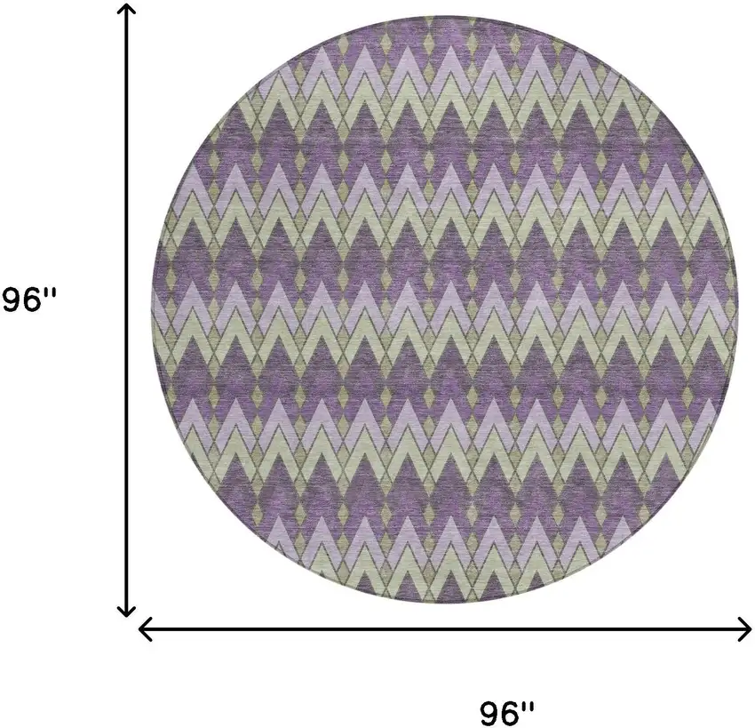 8' Purple And Plum Round Geometric Washable Indoor Outdoor Area Rug Photo 7