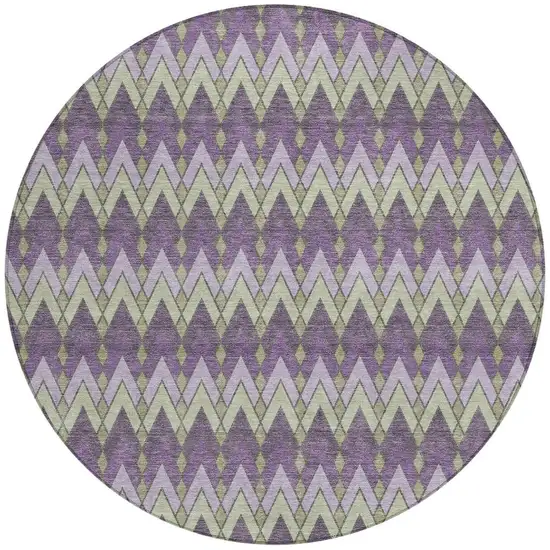 8' Purple And Plum Round Geometric Washable Indoor Outdoor Area Rug Photo 4