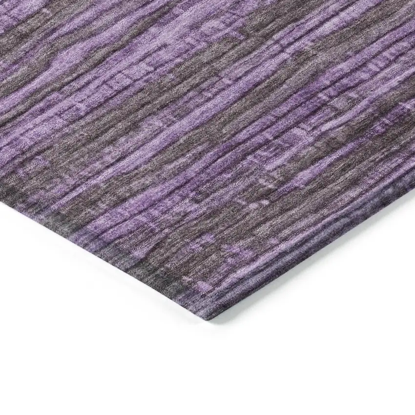 8' Purple And Plum Round Striped Washable Indoor Outdoor Area Rug Photo 8