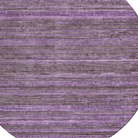 8' Purple And Plum Round Striped Washable Indoor Outdoor Area Rug Photo 9