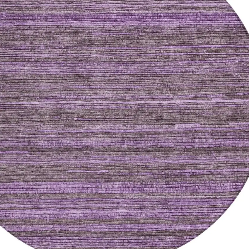 8' Purple And Plum Round Striped Washable Indoor Outdoor Area Rug Photo 4