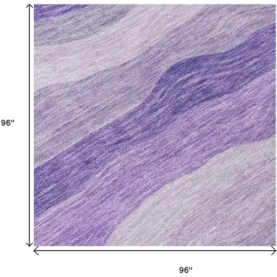 8' Purple And Plum Round Striped Washable Indoor Outdoor Area Rug Photo 9