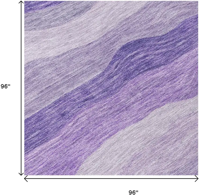 8' Purple And Plum Round Striped Washable Indoor Outdoor Area Rug Photo 9