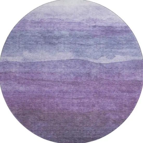 8' Purple And Plum Striped Washable Round Rug With UV Protection Photo 2
