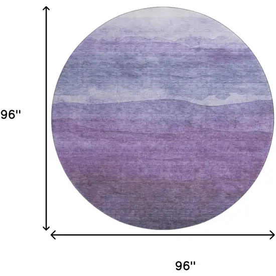 8' Purple And Plum Striped Washable Round Rug With UV Protection Photo 9