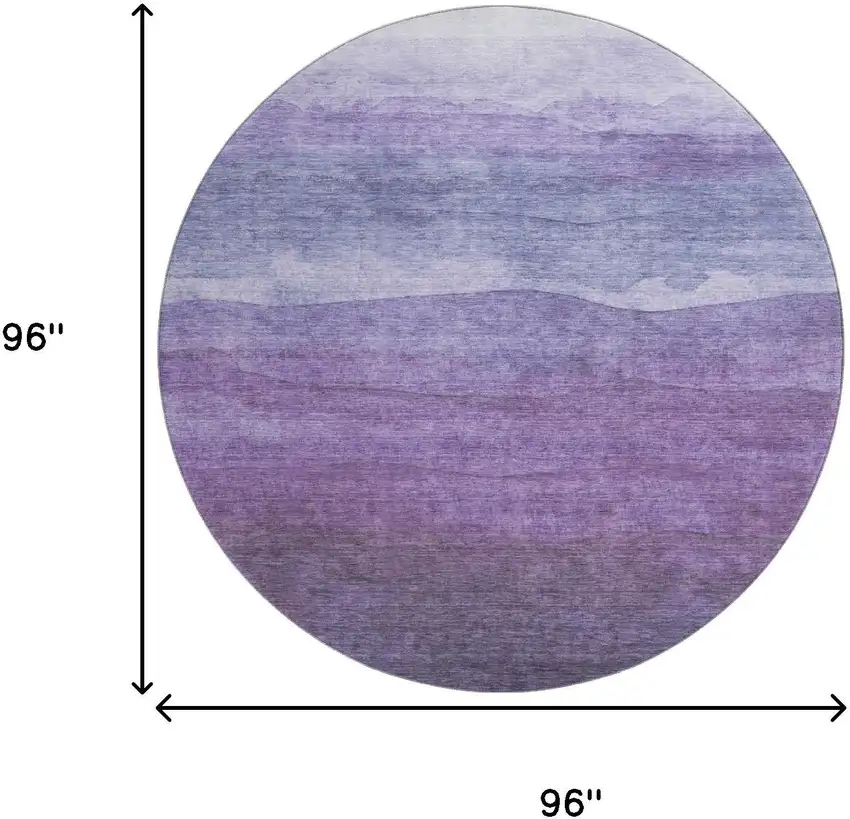 8' Purple And Plum Striped Washable Round Rug With UV Protection Photo 9