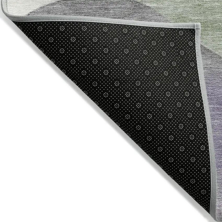 8' Purple And Sage Round Abstract Washable Indoor Outdoor Area Rug Photo 8