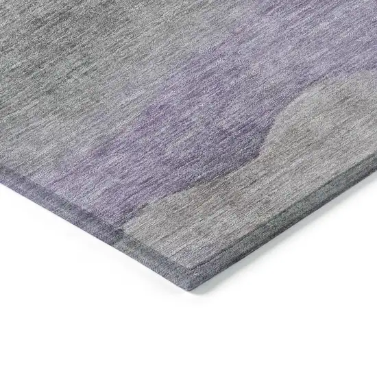 8' Purple And Sage Round Abstract Washable Indoor Outdoor Area Rug Photo 7