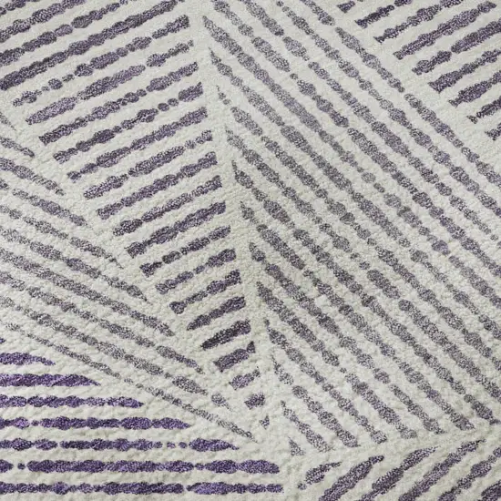 8' Purple And Silver Geometric Washable Round Rug With UV Protection Photo 9