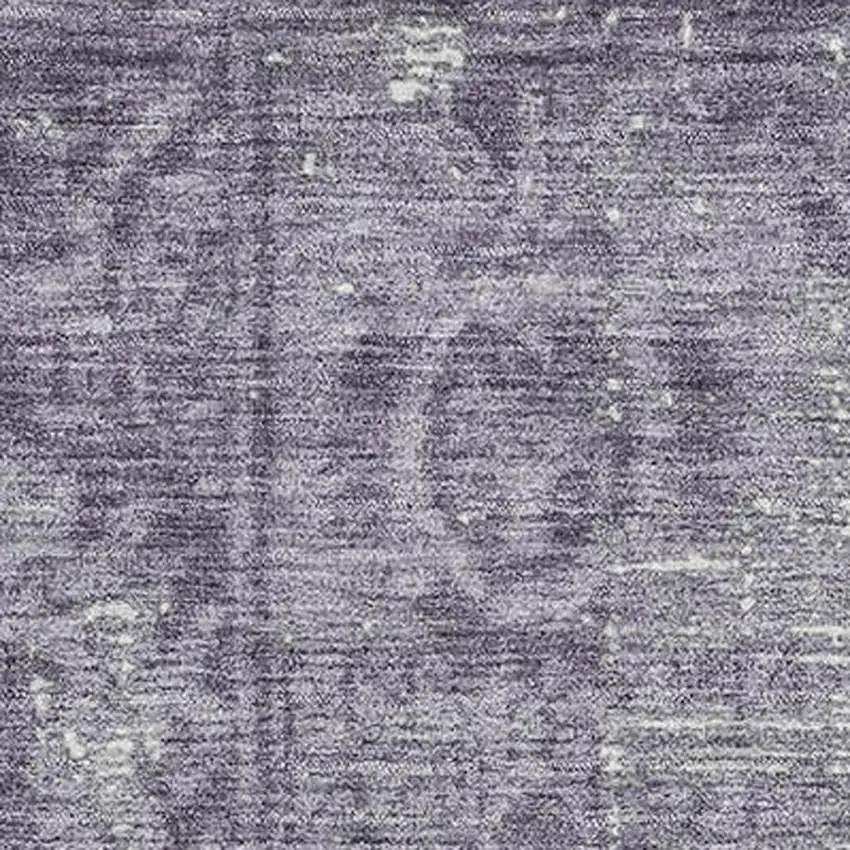 8' Purple And Silver Oriental Washable Area Rug With UV Protection Photo 2