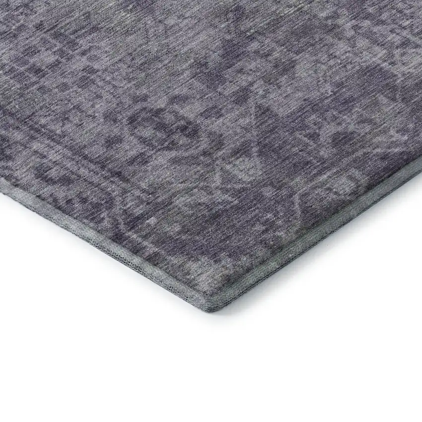 8' Purple And Silver Oriental Washable Area Rug With UV Protection Photo 7