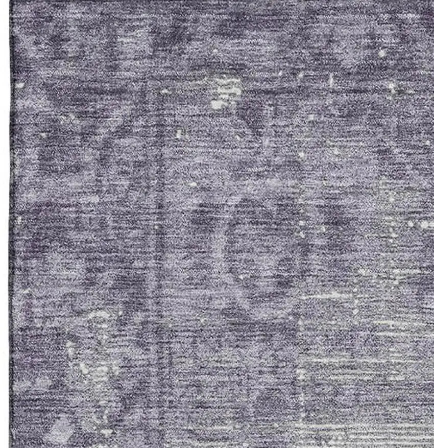 8' Purple And Silver Oriental Washable Area Rug With UV Protection Photo 3