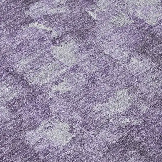 8' Purple And Silver Round Abstract Washable Indoor Outdoor Area Rug Photo 7